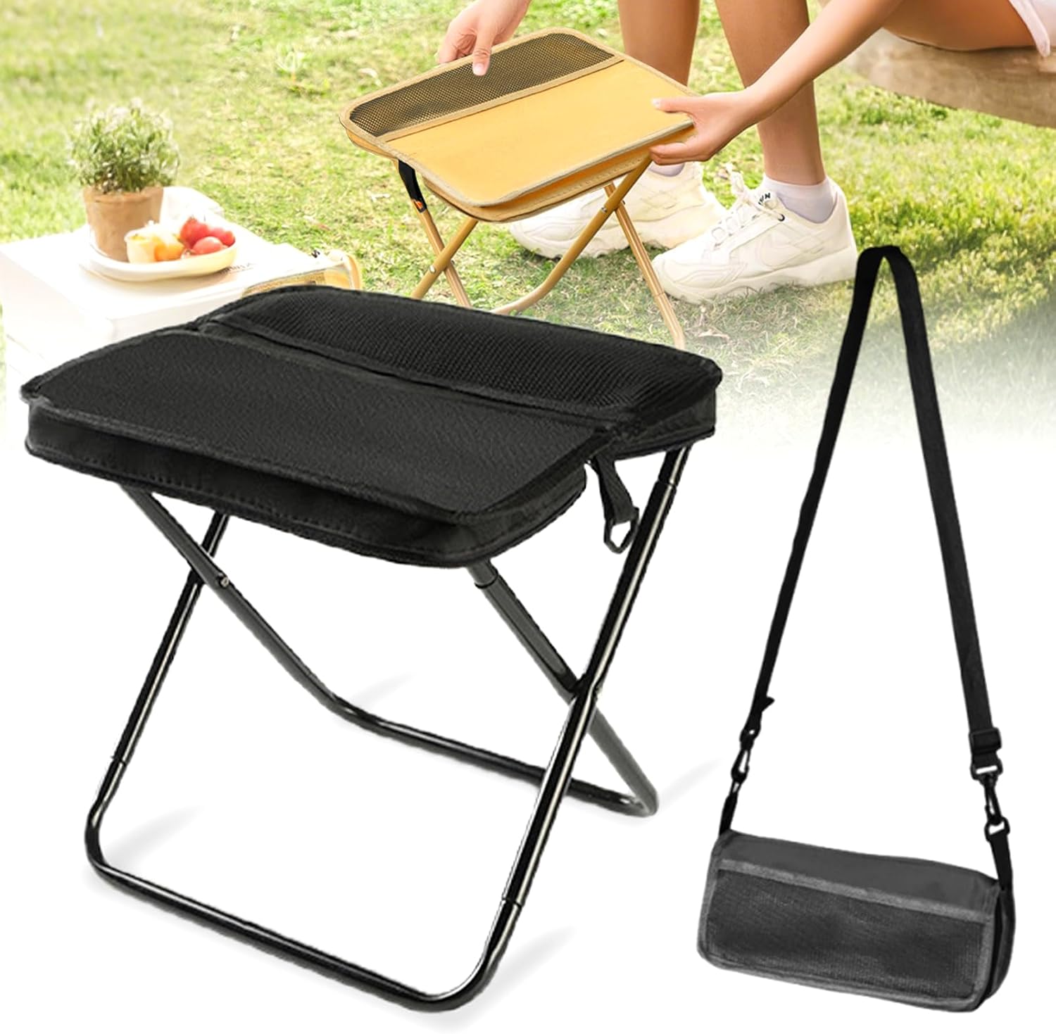 Outdoor Furniture Rocking Chair - Sedia da Campeggio Pieghevole Portatile GMOX